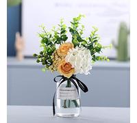 XFLSDHGD Mini Fleurs artificielles de la Rose de qualité en Verre Vase Fleurs de Soie Fausse Fleur de Fleur décoration de Fleurs de Maison pour Table de Bureau de Bureau décor (Couleur: a)