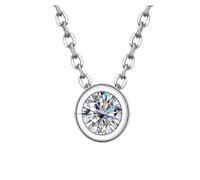 XFLSDHGD Nouveau 2025 Arrivée anujewel 4 mm 0,3ct d Color Moisanite Round Coupte brillant 18k Gold plaqué 45 cm 925 Colliers en argent sterling avec pour vous accessoires Crés