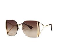 XFLSDHGD Nouveau 2025 Lunettes de Soleil surdimensionnées Vintage Femme Lady Metal Sun sans Bord de Soleil pour Femelle UV400