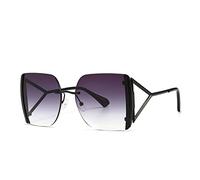 XFLSDHGD Nouveau 2025 Lunettes de Soleil surdimensionnées Vintage Femme Lady Metal Sun sans Bord de Soleil pour Femelle UV400