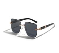XFLSDHGD Nouveau 2025 Rimless Cut Edge Femmes Lunettes de Soleil Polygon Forme UV Protection Verres de Soleil Lunettes de Soleil féminin