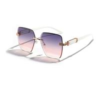 XFLSDHGD Nouveau 2025 Rimless Cut Edge Femmes Lunettes de Soleil Polygon Forme UV Protection Verres de Soleil Lunettes de Soleil féminin