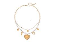 XFLSDHGD Nouveau 2026 Unisexe 18k Garde plaque plaqué Romantique Diamant Love Photo Boîte Collier Boucles d'oreilles Boucles d'oreilles Femmes en acier inoxydable Gala allergique bijoux Fashion