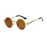 XFLSDHGD Nouvelles Lunettes de Soleil Steampunk rétro 2025 pour Hommes et Femmes Verres Ronds Rond de fête du Soleil