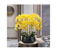 XFLSDHGD Orchidée artificielle en soie dans un pot noir, grand arrangement phalaenopsis pour maison, bureau, salle de bain, table à manger, décoration moderne