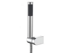 XFLSDHGD Paye de Douche à Main, Pomme de Douche carrée Haute Pression avec Tuyau de Douche de 59 Pouces, Pomme de Douche en Laiton Mural avec Porte-Crochets ABS, Noir (Chrome)
