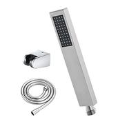 XFLSDHGD Paye de Douche à Main, Pommes de Douche à Haute Pression en Laiton avec Tuyau en PVC de 59 Pouces, Pommes de Douche Amovibles avec Support ABS, Noir (Chrome)