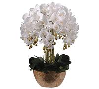 XFLSDHGD Phalaenopsis Artificiel avec Vase doré décoratif en Pot Faux de Soie Fleurs orchidées Fausses Plantes intérieurs Arrangements de Fleurs intérieures