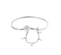 XFLSDHGD Real 925 Silver Bracelets original 17-20cm Loved Lock Eye of the Palm Zircon Fit DIY CHARMES Perles Pendants Bijoux Cadeaux