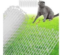 XFLYP Anti-Chat avec Pointes, 400 x 30cm Empêcher Les Animaux de S'approcher avec 16 Piquets en Métal, Tapis Répulsif avec Epine Grille Pic Tapis pour Jardin, Clôtures,Canapé-Protège Plantes(Blanc)