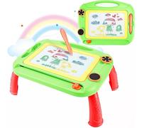 XFLYP Ardoise Magique Enfant, Tableau à Dessin Magnétique D'écriture Effaçable Colorée avec Pieds de Support, Peinture Jouets Bloc à Dessin Cadeau D'anniversaire de Noël pour 1 2 3 Ans Enfants(Vert)
