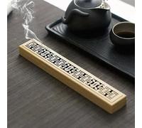 XFLYP Brûleur d’Encens Rectangulaire Vintage en Porcelaine avec Superbe Couvercle avec Bac de Récupération des Cendres et Couche Ignifuge pour Méditation, Yoga, Aromathérapie(en Bois 30cm)