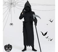 XFLYP Costume de Mort pour Enfants, Grim Reaper pour Jeu de Rôle, Faucheuse Halloween Cosplay Carnaval Dress Up Party (S)