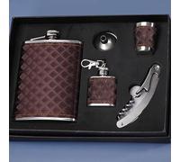 XFLYP Flasque en acier inoxydable 9OZ, Coffret Cadeau avec Verres à Vin, Pipes, Ouvre - bouteilles, Bouteille d'alcool pour whisky vin vodka, Convient pour transporter de l'alcool