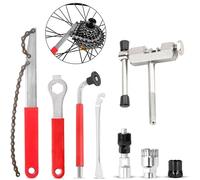 XFLYP Kit d'outils de Chaîne de Vélo avec Fouet à Chaîne, 8PCS Cassette de Vélo Kit D'outils Portable Comprend Manivelle Remover, Clé, Support Remover, Flywheel Pignon Remover et Lockloop Remover