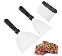 XFLYP Lot de 3 spatules en acier inoxydable, idéales pour barbecue et cuisson à dessus plat
