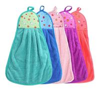 XFLYP Lot de 5 essuie-Mains Doux pour Cuisine ou Salle de Bain, Serviette en Polaire Corail Qui Peut être Suspendue pour Un séchage Rapide, Forte capacité d'absorption d'eau, 42 * 26cm