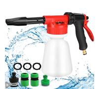 XFLYP Mousse Gun, 1L Pulvérisateur à Mousse, Pistolet de Pulvérisation Réglable pour Distributeur de Savon Connecté au Tuyau D'arrosage Universel, pour la Tuyau Arrosage（Ajouter 4 accessoires）