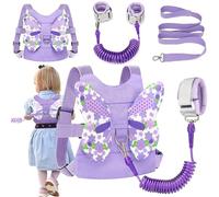 XFLYP Tout-Petit Sac à dos Anti-Perdu, 3 in 1 Harnais de Sécurité Enfant et 1.5M Anti-perdu Poignet de 360°Rotation pour Sac a Dos Harnais de Sécurité Empêche Enfants de se Perdre(Couleur Violette)