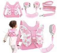 XFLYP Tout-Petit Sac à dos Anti-Perdu, 3 in 1 Harnais de Sécurité Enfant et 1.5M Anti-perdu Poignet de 360°Rotation pour Sac a Dos Harnais de Sécurité Empêche Enfants de se Perdre(Couleur Rose)