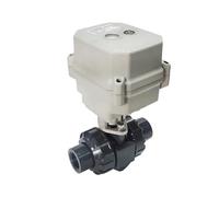 XFMZFUBD Vanne à Boisseau sphérique motorisée électrique 1/2" PVC True Union BSP NPT, extrémité à Coller DN15, vanne de Commande à Moteur électrique, engrenage métallique(Glue END-DC12-CR201)