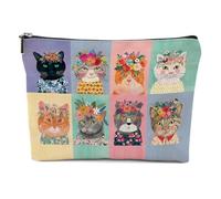 XFN Cadeau pour amoureux des chats, trousse de maquillage sur le thème des chats, pochette de voyage, cadeau de propriétaire de chat pour femme, fille, meilleure amie, maman, chat, amitié, remise de