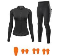 XFNWT Ensemble veste et pantalon de moto pour femme, protections CE niveau 2, mesh aéré pour l'été, protections amovibles, pantalon cargo extensible avec éléments réfléchissants à 360°,Black1-m