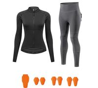 XFNWT Ensemble veste et pantalon de moto pour femme, protections CE niveau 2, mesh aéré pour l'été, protections amovibles, pantalon cargo extensible avec éléments réfléchissants à 360°,Black2-x_l