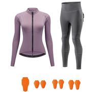 XFNWT Ensemble veste et pantalon de moto pour femme, protections CE niveau 2, mesh aéré pour l'été, protections amovibles, pantalon cargo extensible avec éléments réfléchissants à 360°,Purple2-s