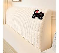 XFNWT Housse de tête de lit Ultra Douce et Moelleuse, Protection intégrale élastique pour tête de lit, Housse Anti-poussière Universelle Bordures entièrement recouvertes pour décoration,White-160cm