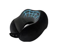 XFNWT Oreiller de Voyage en Mousse à mémoire de Forme pour la Nuque, Coussin de Soutien Compact et léger, Facile à Ranger pour Le Camping, l'avion, la Voiture, Le Bureau ou la Maison.,Black-One Size