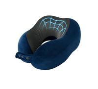 XFNWT Oreiller de Voyage en Mousse à mémoire de Forme pour la Nuque, Coussin de Soutien Compact et léger, Facile à Ranger pour Le Camping, l'avion, la Voiture, Le Bureau ou la Maison.,Blue2-One Size