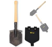 Xforst FS1 Pelle bêche de survivalisme Camping avec Manche en Bois et Housse - avec Lame en Acier Tranchante et Poignée en Bois Ergonomique, Idéale pour Le Jardin, Le Camping et la Survie