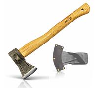 Xforst Hache de Fendage SA1 - Hache Forestière Professionnelle 45 cm | Tête Forgée en Acier au Carbone 1 kg | Manche en Bois de Hickory | Hache de Bûcheron et de Chauffage