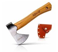 Xforst Hache Viking 27 cm | Hachette Compacte Trekking, Camping & Outdoor | Tête Forgée Acier Carbone | Manche en Hickory | Étui Cuir Véritable Inclus | Cadeau Homme | 0,67 kg X-AG1
