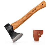Xforst Hache Viking 38 cm | Hachette Camping, Bushcraft & Survie | Tête Forgée en Acier au Carbone | Manche en Hickory | Étui en Cuir Véritable Inclus | Cadeau Homme | 0,8 kg X-TA5B#