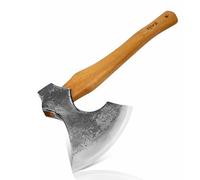 Xforst Hache Viking Barbue 38 cm | Hachette Bushcraft, Camping & Outdoor | Tête Forgée en Acier au Carbone 500 g | Manche en Bois de Hickory | Protège-Lame en Cuir Inclus | 0,87 kg WIK