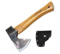 Xforst Hache Viking X-AG1Black - Hachette de Trekking et Outdoor avec Manche en Bois de Hickory & Étui de Protection en Cuir Véritable - 27 cm - 0,67 kg