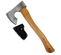 Xforst Hache Viking X-H6 - Hache de Survie 38 cm | Tête Forgée en Acier au Carbone | Manche en Bois de Hickory | Étui de Protection en Cuir Véritable | Beil Bushcraft 0,86 kg