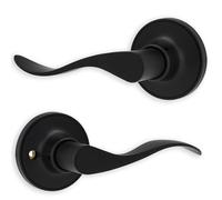 XFORT Cabriole - Poignée de Porte Noire Mate - Béquille Double pour Porte intérieure en Bois - Kit Complet avec Pêne Tubulaire