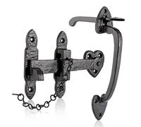 XFORT : Gamme Smithy's : Loquet de portail noir antique en fonte, loquet traditionnel Suffolk, adapté aux portes de hangars et de portails.