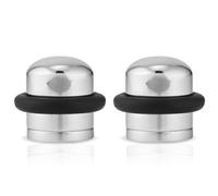 XFORT - Lot de 2 butoirs de porte en chrome poli à fixer au sol, butoirs de porte robustes avec anneau en caoutchouc pour protéger les portes, les murs et les plinthes.