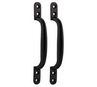 XFORT Lot de 2 poignées de couche chaude, poignée de tirage traditionnelle en fonte noire pour portails, granges et portes d'abri