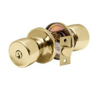 XFORT Tulip Entrance Knob - Poignée de Porte avec Serrure et Clé - Poignée pour Porte Intérieure en Bois avec Verrou - Finition Laiton Poli - Kit Complet