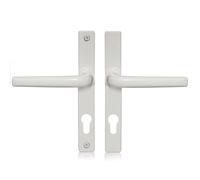 XFORT Uros Ferco - Paire de poignées de porte en uPVC en blanc (PZ 70 mm, Distance entre les trous 180mm, longueur totale 205 mm), poignées de remplacement en Zamak, poignées de porte d'entrée