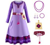 XFOZDM Deguisement Asha Wish Robe de Princesse Wish Asha pour Enfant Fille avec Accessoires Robe Asha Costume de Soirée Halloween Noël Anniversaire Fête Partie Carnaval Cosplay 2-3Ans Violet01 100