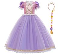 XFOZDM Fille Robe De Princesse Raiponce DéGuisement Raiponce Fille Costume De Raiponce Avec perruques Robe Raiponce Pour Halloween Carnaval NoëL Anniversaire FêTe Cosplay Tenues 03 purple,150cm