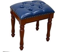 XFParts Chaise de maquillage en bois massif avec repose-pieds, banc de coiffeuse pour chambre à coucher, tabouret à langer et tabouret de piano Bleu/argenté