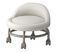 XFParts Repose-pieds ottoman à roulettes avec dossier et roulettes pivotantes, siège roulant en cuir synthétique pour la maison ou le bureau, blanc
