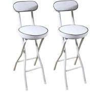 XFParts Tabouret de Bar à Petit-déjeuner Pliant avec Dossier Tabouret de Cuisine Pliable rembourable Tabouret de comptoir de 28 Pouces pour barreau d'extérieur (Blanc) de 2 Pouces powerfully